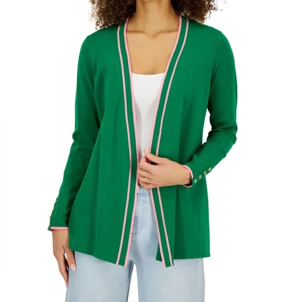NWT Charter Club Completer Cardigan  Sweater Size Petite Medium in Bright Pine